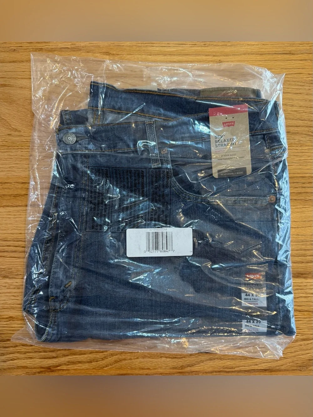 Levi’s 559 Men’s 44x30 Big & Tall Relaxed Straight Stretch Jeans Blue NWT